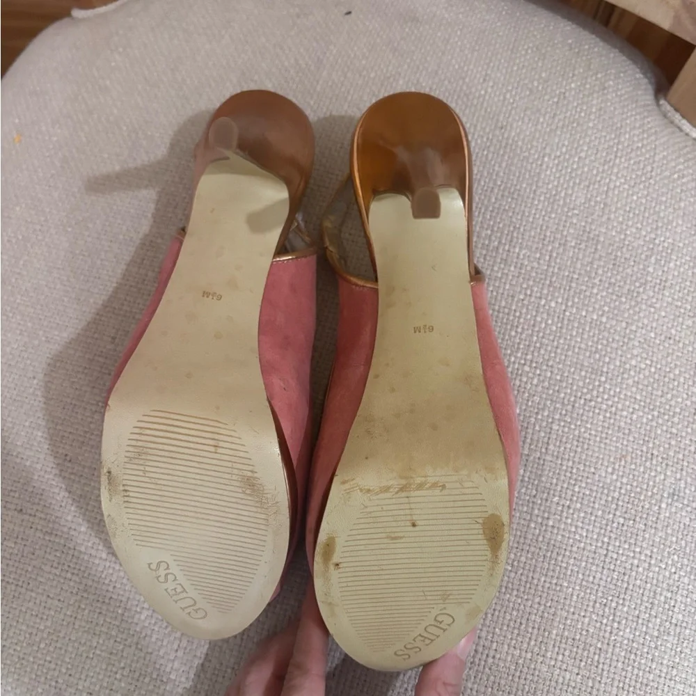 GUESS Pink and Gold Peep-Toe Heels - Picture 6 of 8
